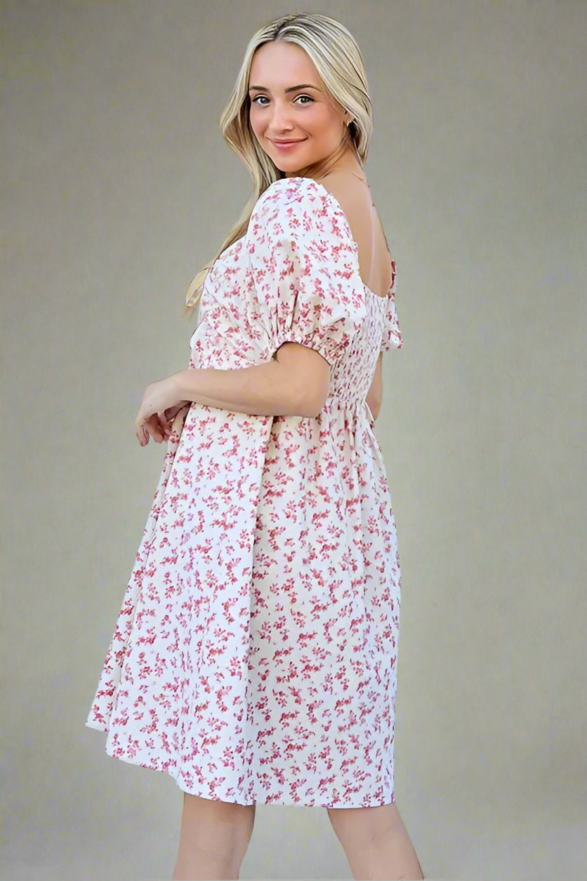 And The Why Lace Up Front Puff Babydoll Dress